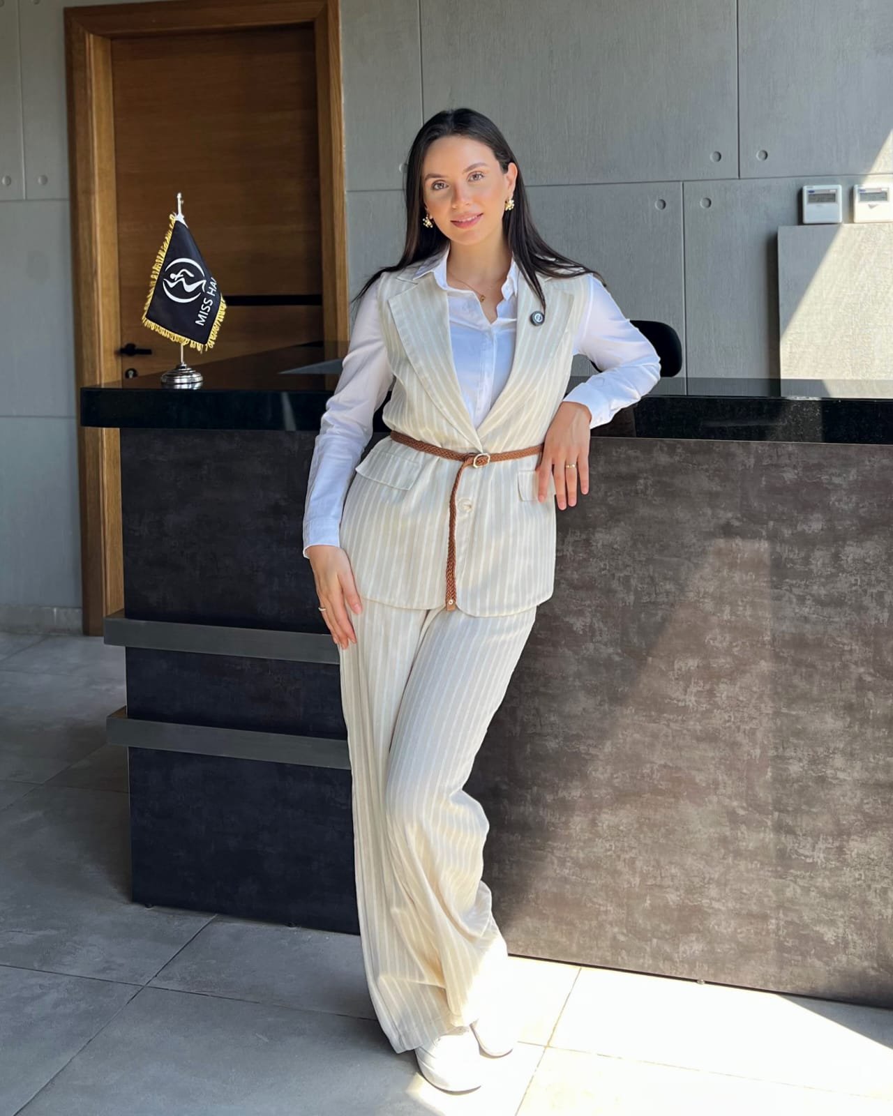 22c6051e-44f3-4052-a2ea-25a631b81d4d Beige Pinstripe Linen Suit - Image 1