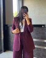 Pinstripe Elegance Blazer - Image 7