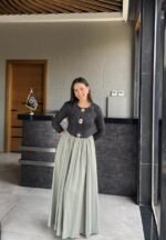Rib & Washed Cupro Maxi Dress