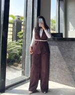 Pinstripe Belted Vest Set - Image 4