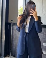 Pinstripe Elegance Blazer - Image 8