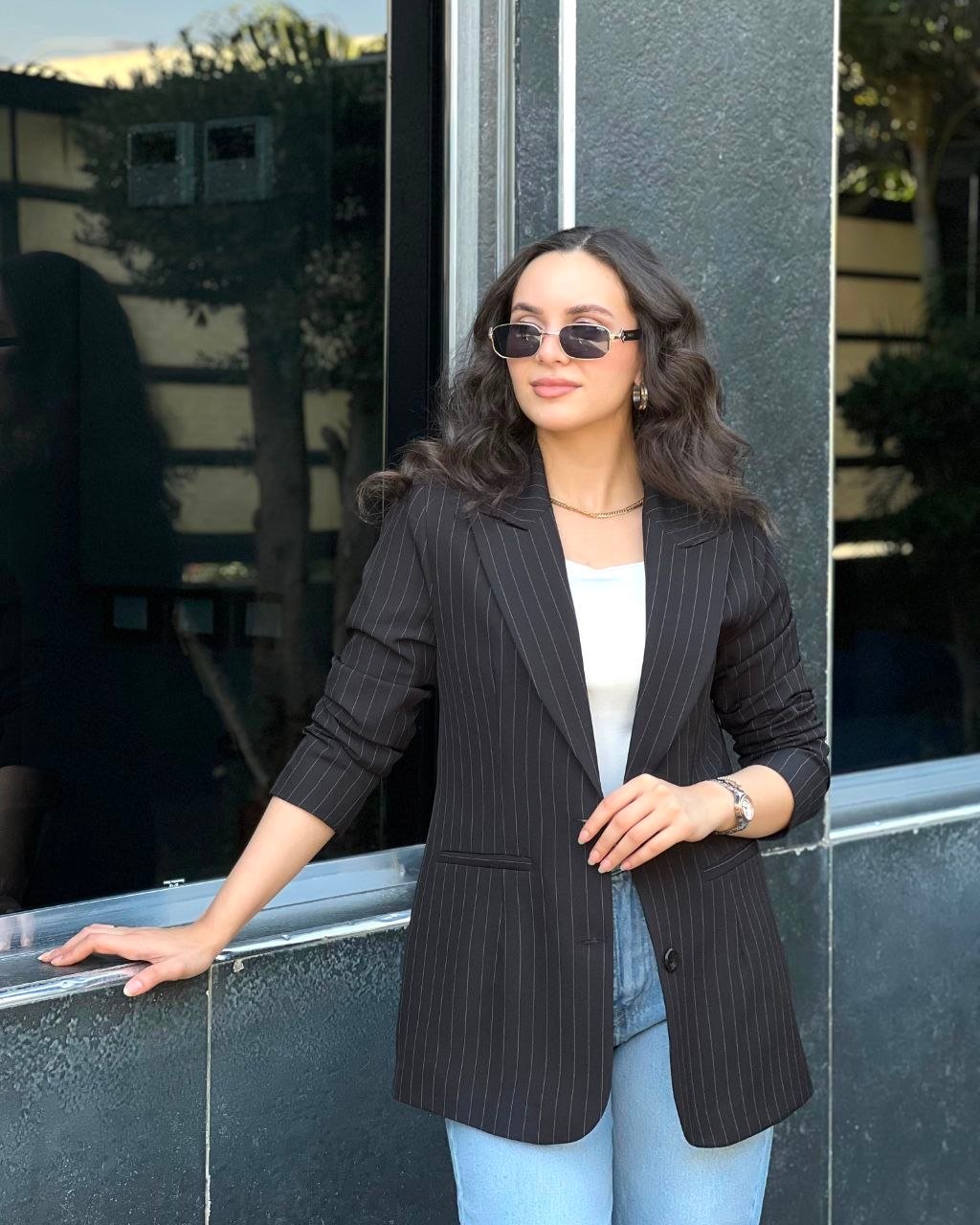 89ac746d-939e-4b04-a350-47b794b00e4d Pinstripe Elegance Blazer - Image 1