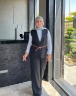 Pinstripe Belted Vest Set - Image 2