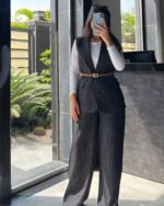 Pinstripe Belted Vest Set - Image 9