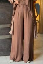 Wide-Leg Satin Cotton Pants - Image 3