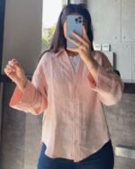 Pure Linen Button-Down Blouse - Image 2