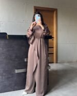 Flowy Satin Cape Jumpsuit - Image 5