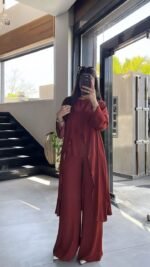 Wide-Leg Satin Cotton Pants - Image 4