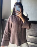 Pure Linen Button-Down Blouse - Image 6