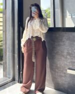 Adjustable Waist Wide-Leg Pants - Image 9