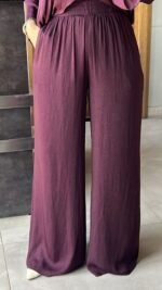 Wide-Leg Satin Cotton Pants