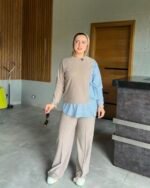 Layered Cotton Jersey & Striped Set - Image 2