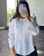 Pure Linen Button-Down Blouse - Image 5