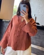 Pure Linen Button-Down Blouse - Image 3