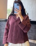 Pure Linen Button-Down Blouse - Image 4