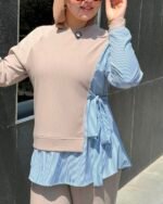 Layered Cotton Jersey & Striped Set