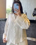 Pure Linen Button-Down Blouse - Image 9