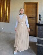 Linen Pleated Maxi Dress