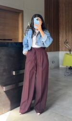 Wide-Leg T.R Linen Trousers with Front Ties - Image 2