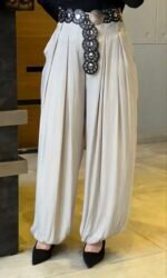 Pleated Harem Trousers with Woven Belt - Image 7
