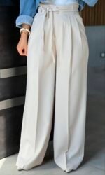 Wide-Leg T.R Linen Trousers with Front Ties
