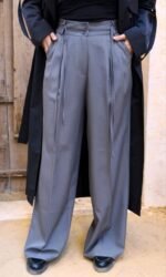 Wide-Leg T.R Linen Trousers with Front Ties - Image 8