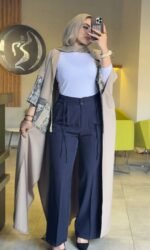 Wide-Leg T.R Linen Trousers with Front Ties - Image 6