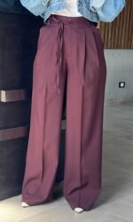 Wide-Leg T.R Linen Trousers with Front Ties - Image 3