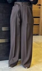 Wide-Leg T.R Linen Trousers with Front Ties - Image 7
