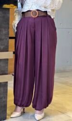 Pleated Harem Trousers with Woven Belt - Image 5