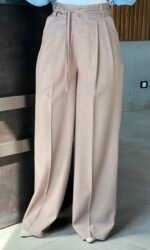 Wide-Leg T.R Linen Trousers with Front Ties - Image 4