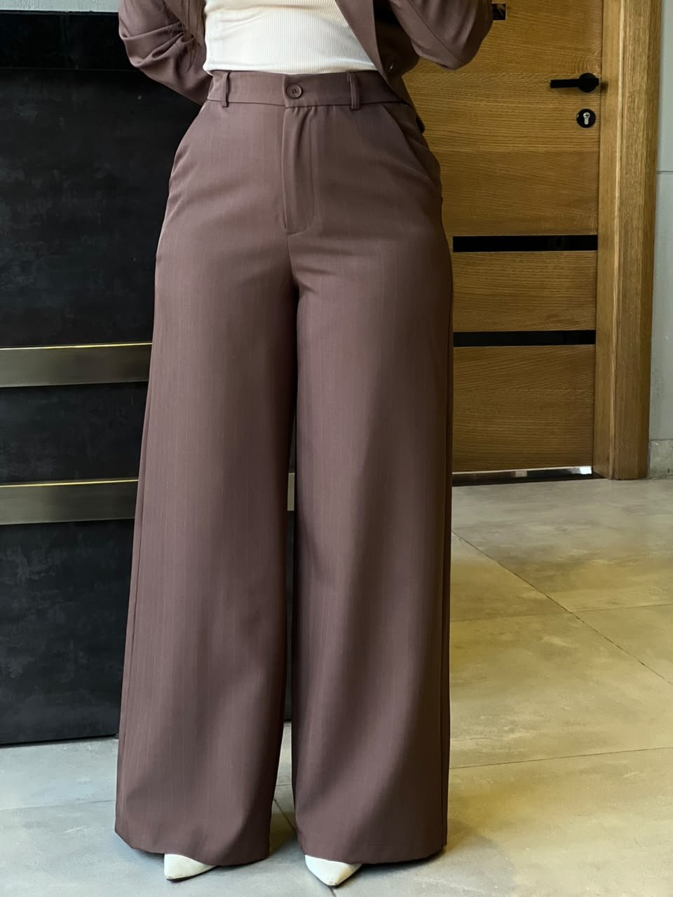 65eafe5b-3e94-4722-849c-0963f81674e2 T.R Linen Pinstripe Trousers - Image 1