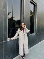 (Oversized Gabardine Coat with Belt) - Image 10