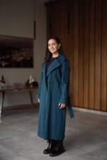 (Oversized Gabardine Coat with Belt)
