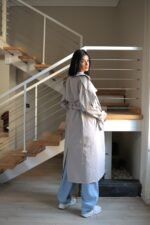 (Oversized Gabardine Coat with Belt) - Image 3