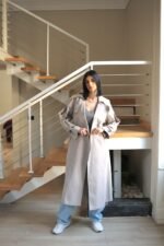 (Oversized Gabardine Coat with Belt) - Image 2
