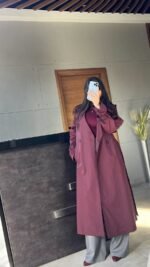 (Oversized Gabardine Coat with Belt) - Image 8