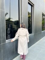 (Oversized Gabardine Coat with Belt) - Image 9