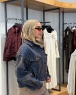 Laser-Flocked Suede Pattern Denim Jacket - Image 2